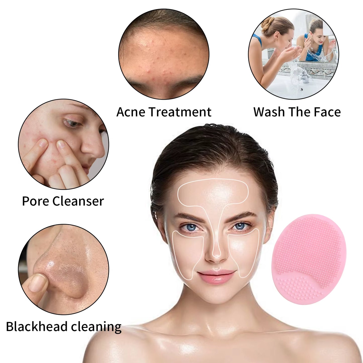 Wash a Face to Brush,1Pcs Silicone Cute Sucker Mini Cleansing Cleaning Brush for Face Washing