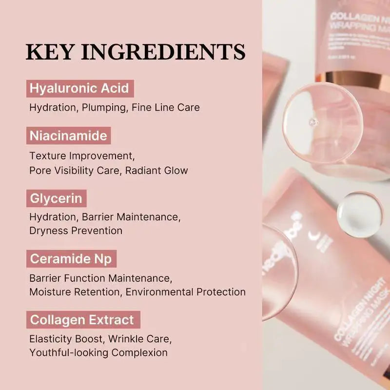 Collagen Tear Mask Transhydrating Hydrating Firming Evening Mask Facial Cleansing Mask Moisturizing Non-Dry Facial Essence Facia